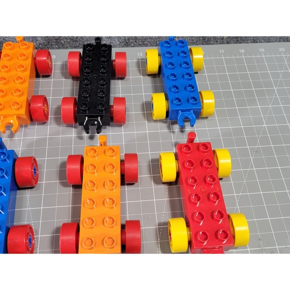 LEGO DUPLO Lot 12 Vehicle Car Train Bases Wheels Building Blocks Open Hitch - Picture 3 of 5